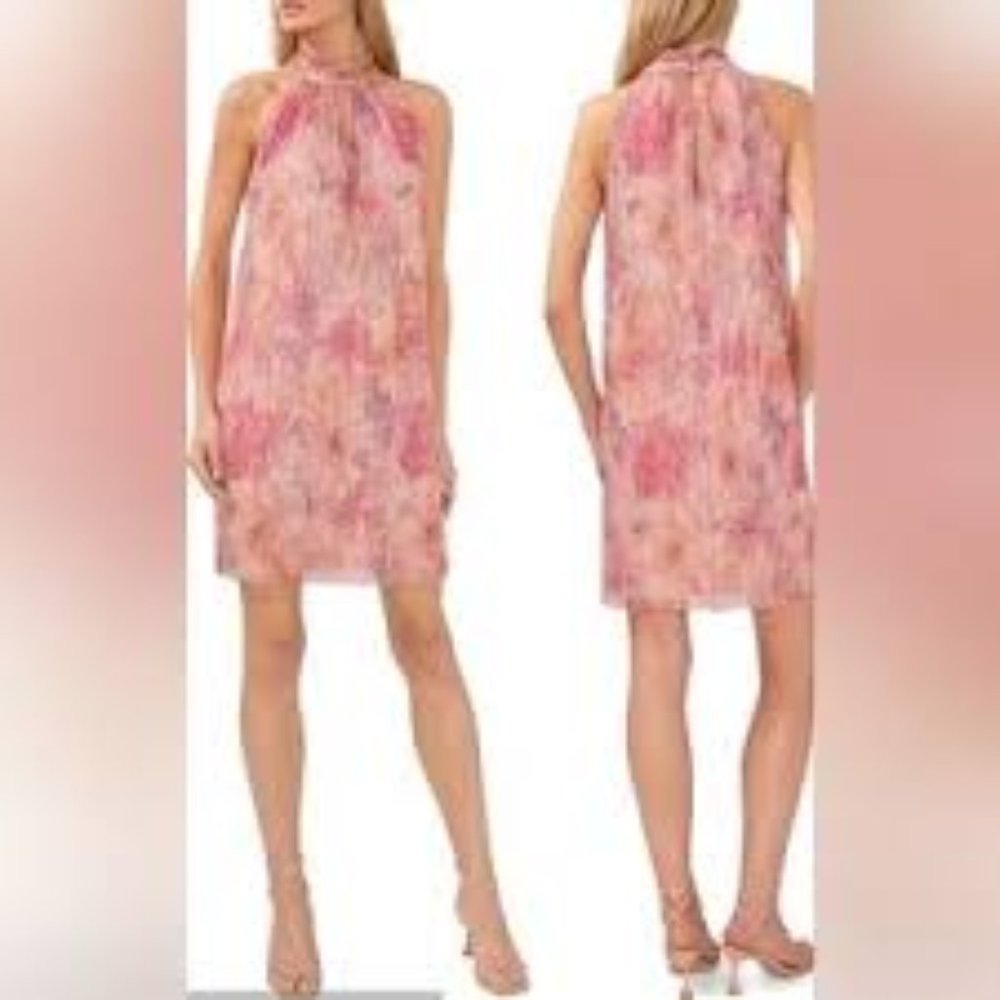 Halogen Metallic Sleeveless Halter Neck Shift Dress Size L